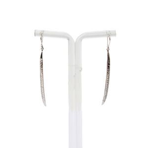Designer Womens 18K White Gold ~1CTW Diamond Crescent Dangle Earrings 4.6g
